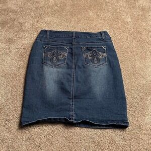SWEET JEANS INDIGO BLUE EMBELLISHED POCKET SKIRT
